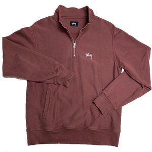 STÜSSY - Stock logo mock sweatshirt in burgundy